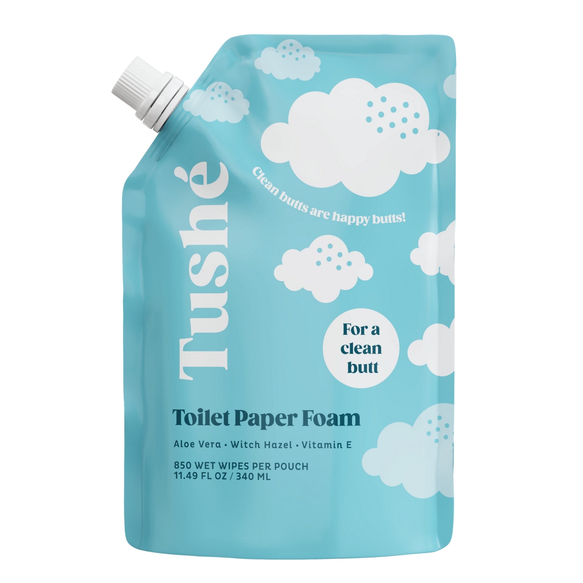 TUSH Toilet Paper Foam Spray Refill  Flushable Wet Wipe Alternative for Sensitive Skin  Unscented, Septic Safe  Aloe Vera, Witch Hazel & Vitamin E